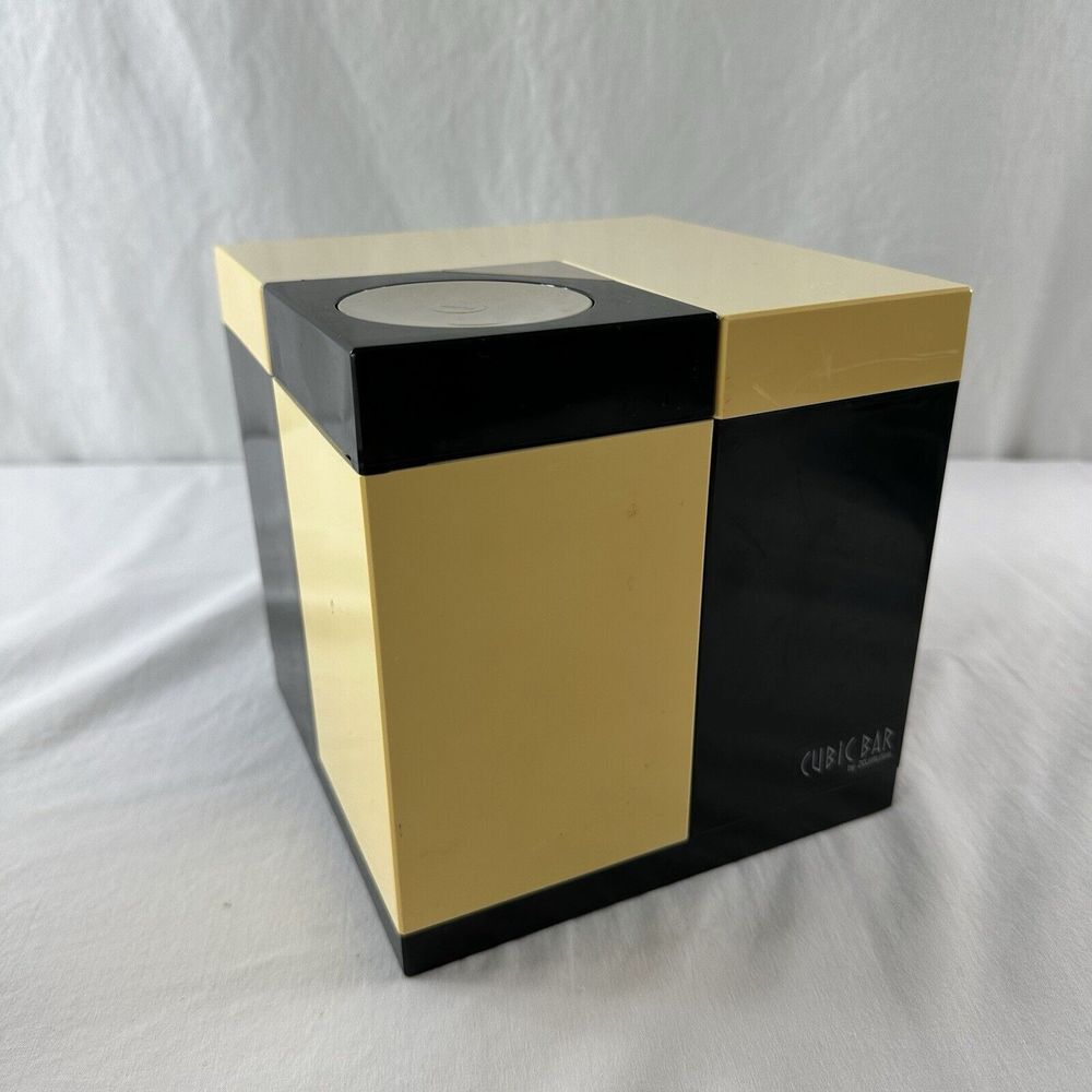 1980s Postmodern Cubic Bar Set by Zojirushi Ice‎ Bin No Tongs Vintage Cube